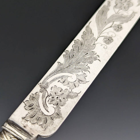 British Antique Solid Silver Handle Cutlery 6 Pair Set MARTIN HALL